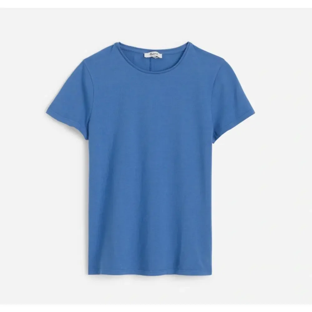 Madewell Essential Slim Tee WMNS XL Delphinium Blue Lightweight Cotton Crewneck